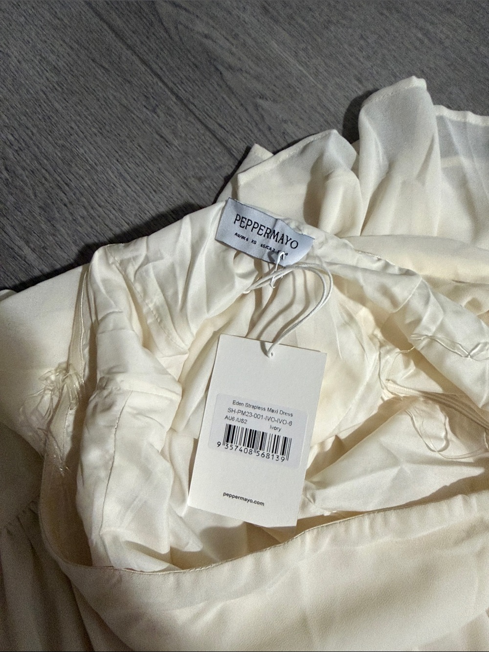 Peppermayo Strapless Cream High-Slit Maxi Dress - Picture 5 of 5